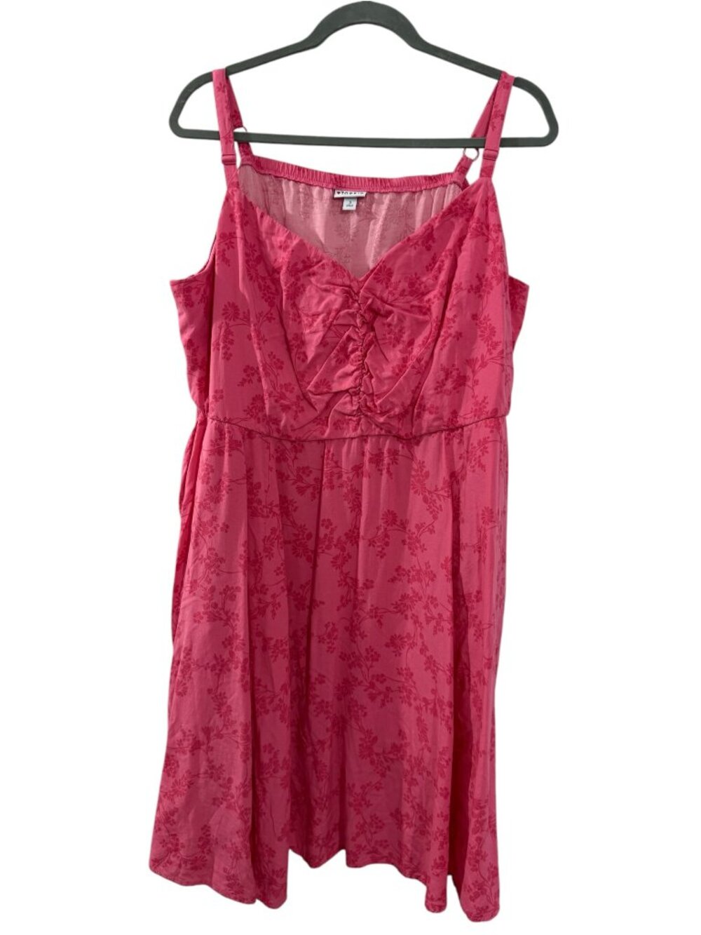 Torrid Pink Floral Sleeveless Ruched Pocket Dress Size 3